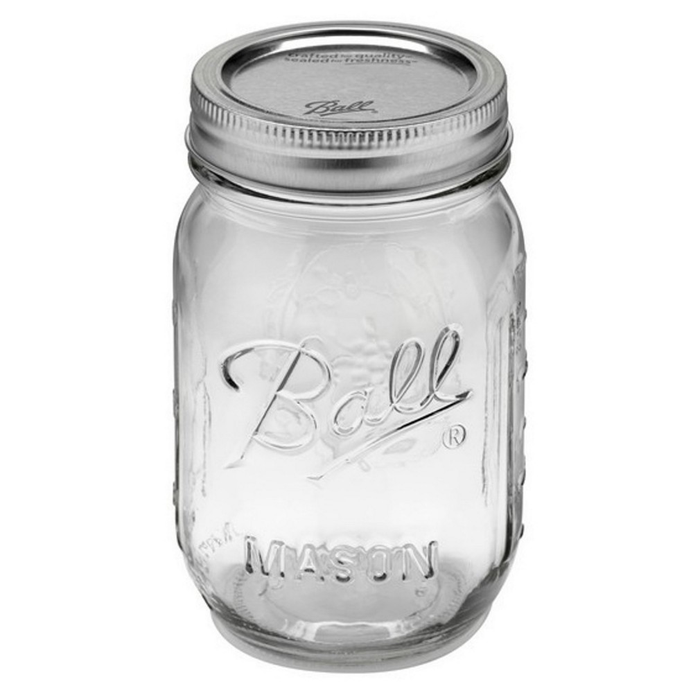 16oz Mason Jar with Silver Seal Lid Logo Branded