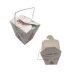 16 oz. Paper Take-Out Food Box w/Metal Wire Handle Custom Printed