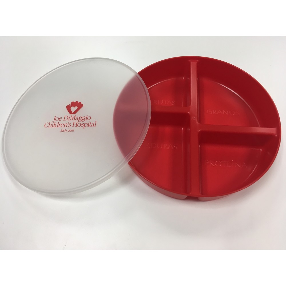 Divided Portion Plate in Spanish with Lid Custom Imprinted Divided Portion Plate in Spanish with Lid Custom Imprinted