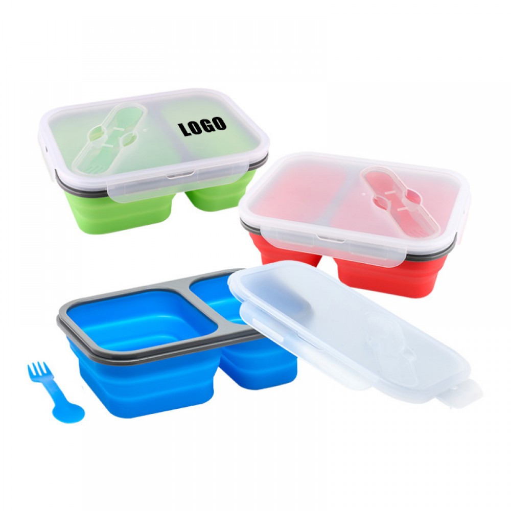 Silicone Lunch Box With Two Compartments Custom Imprinted