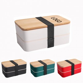 Custom Imprinted 2 Layer Wheat Straw Lunch Box