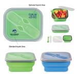 Collapsible Food Container With Dual Utensil Logo Branded