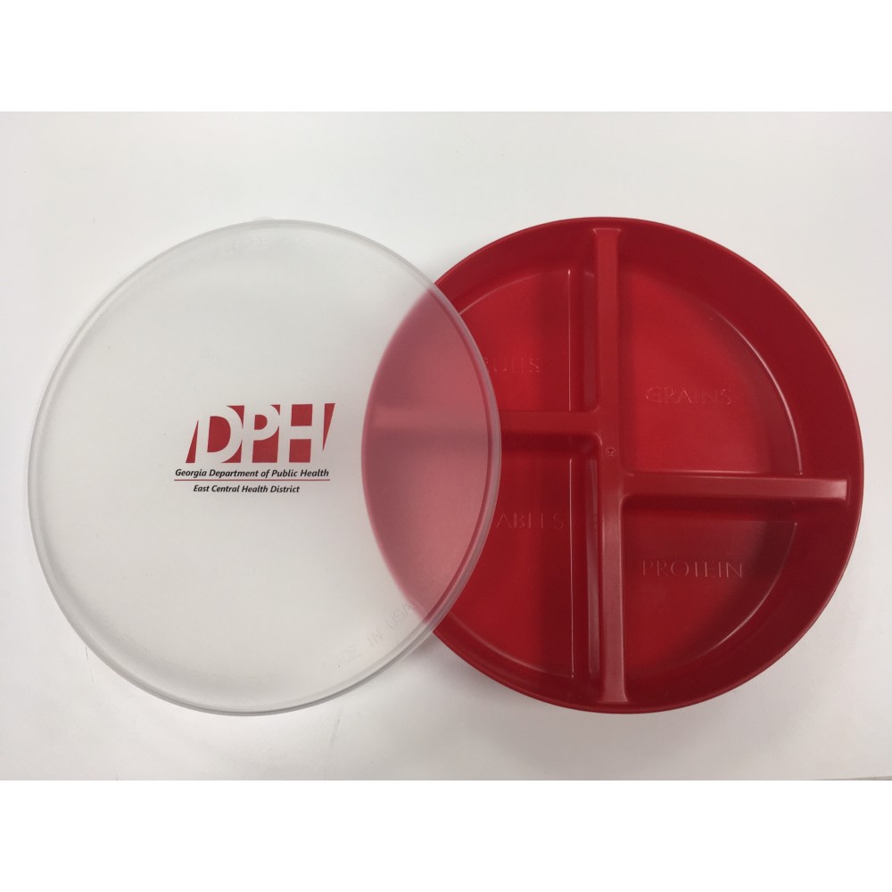 Red Divided Portion Plate with Lid Custom Imprinted Red Divided Portion Plate with Lid Custom Imprinted