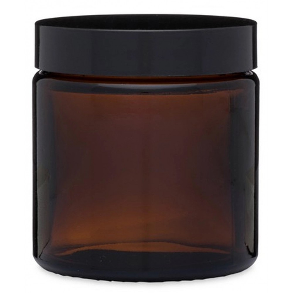 4 oz Amber Glass Straight Sided Jars Custom Imprinted
