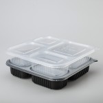 Logo Branded Disposable Lunch Box 4 Compartments with Lid