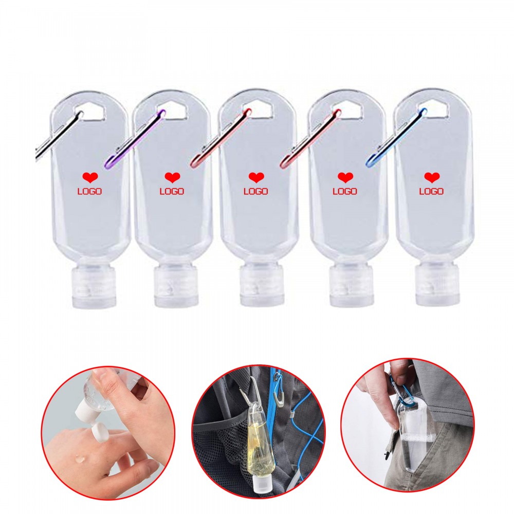 Plastic Bottles w/Keychain for Hand Sanitizer Logo Branded Plastic Bottles w/Keychain for Hand Sanitizer Logo Branded