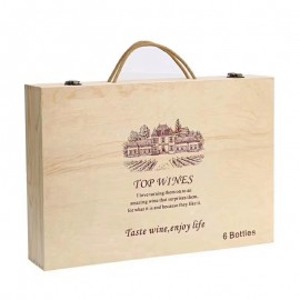 Custom Printed 6 Bottle Wooden Wine Box