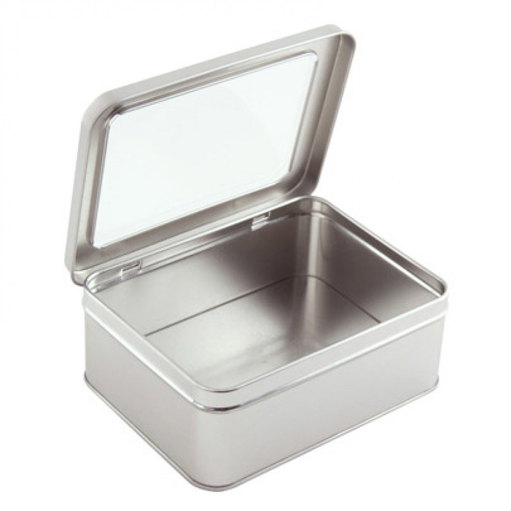 Tin Case w/ Hinged Window Lid Custom Imprinted Tin Case w/ Hinged Window Lid Custom Imprinted