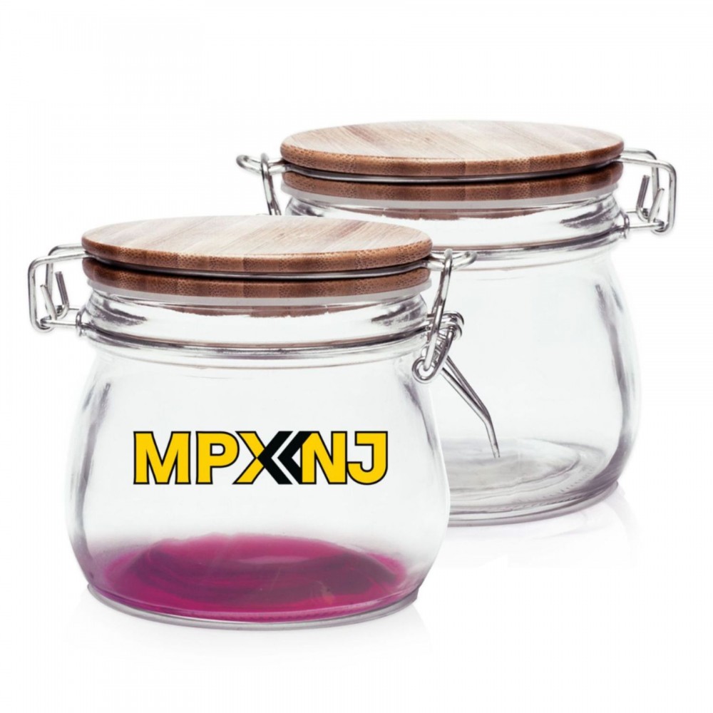 Custom Imprinted 16 Oz. Glass Candy Jars w/Wire Wooden Lid