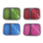 Silicone Food Container with Dual Utensil Custom Printed