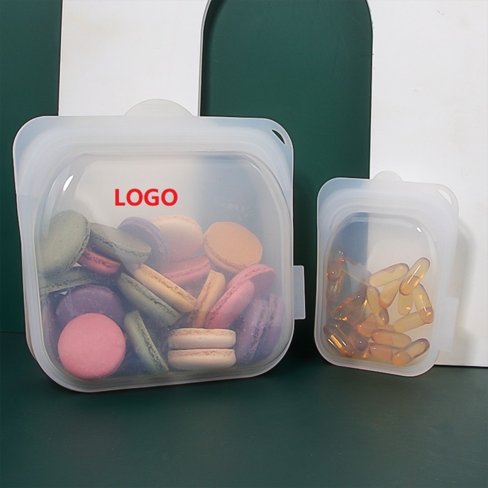 Logo Branded 3 PCS SET (118ML+1000M+1950ML) Reusable Silicone Food Storage Bags, LEAKPROOF, AIRTIGHT, Food Grade