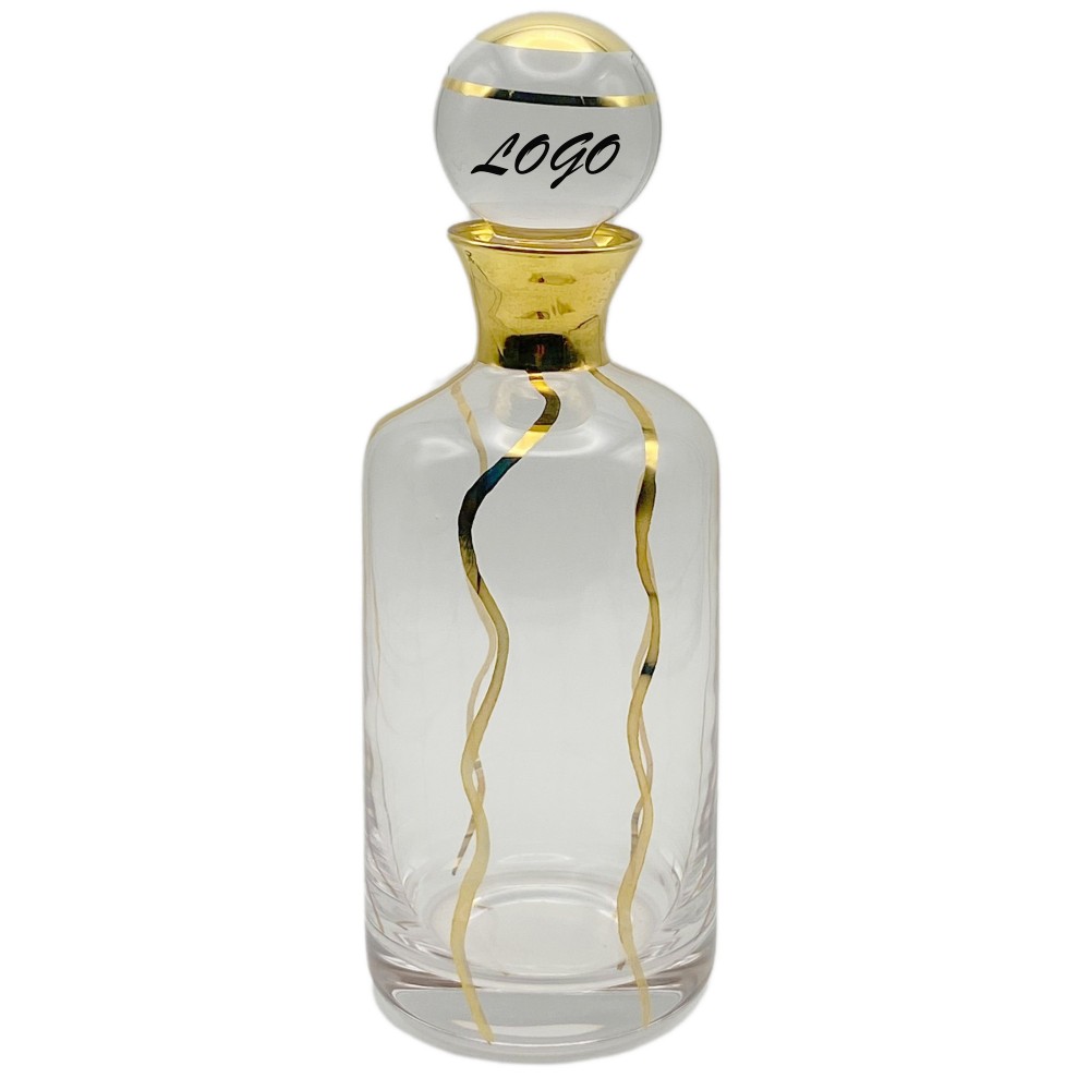 Glass bottle with real gold painting Logo Branded