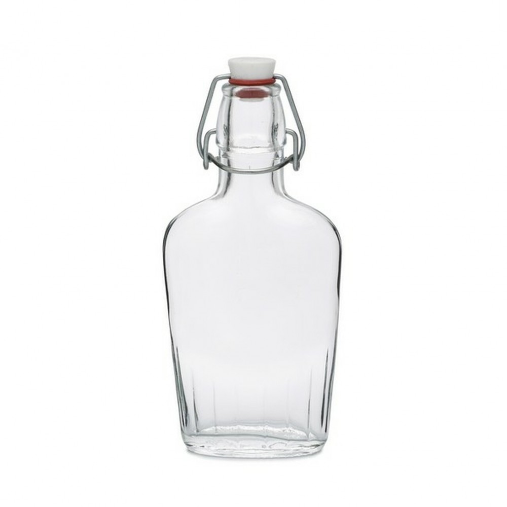 8oz Glass Flask with Bail Wire Top Custom Printed