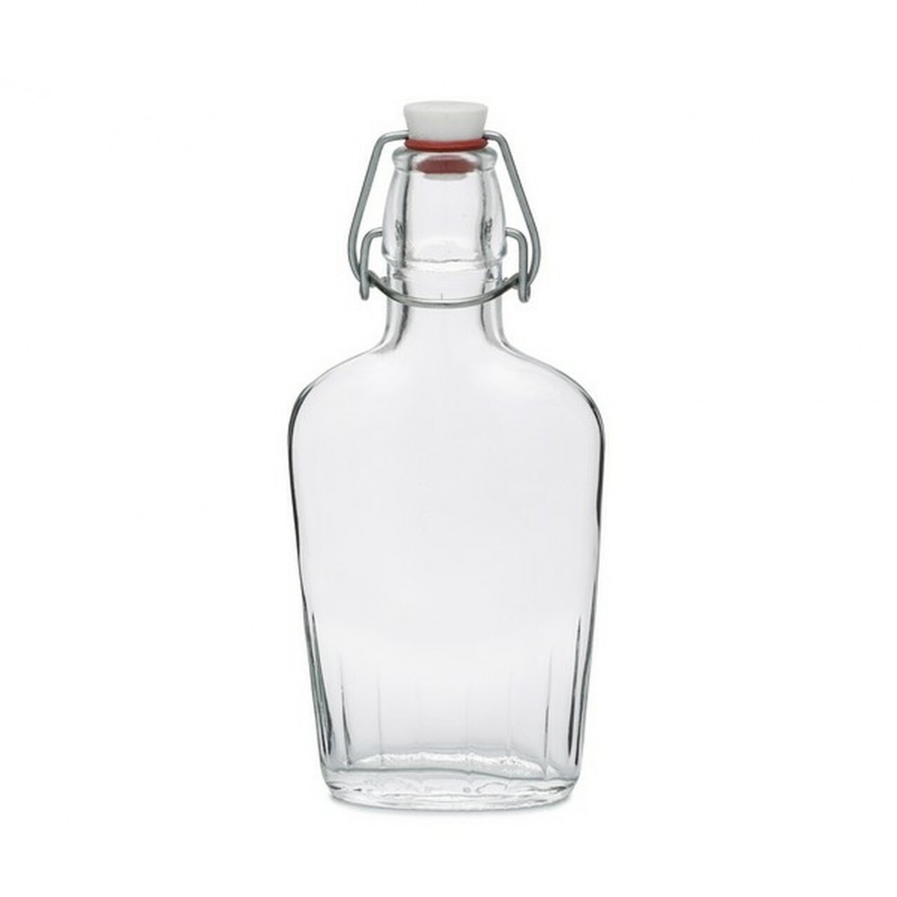 8oz Glass Flask with Bail Wire Top Custom Printed 8oz Glass Flask with Bail Wire Top Custom Printed