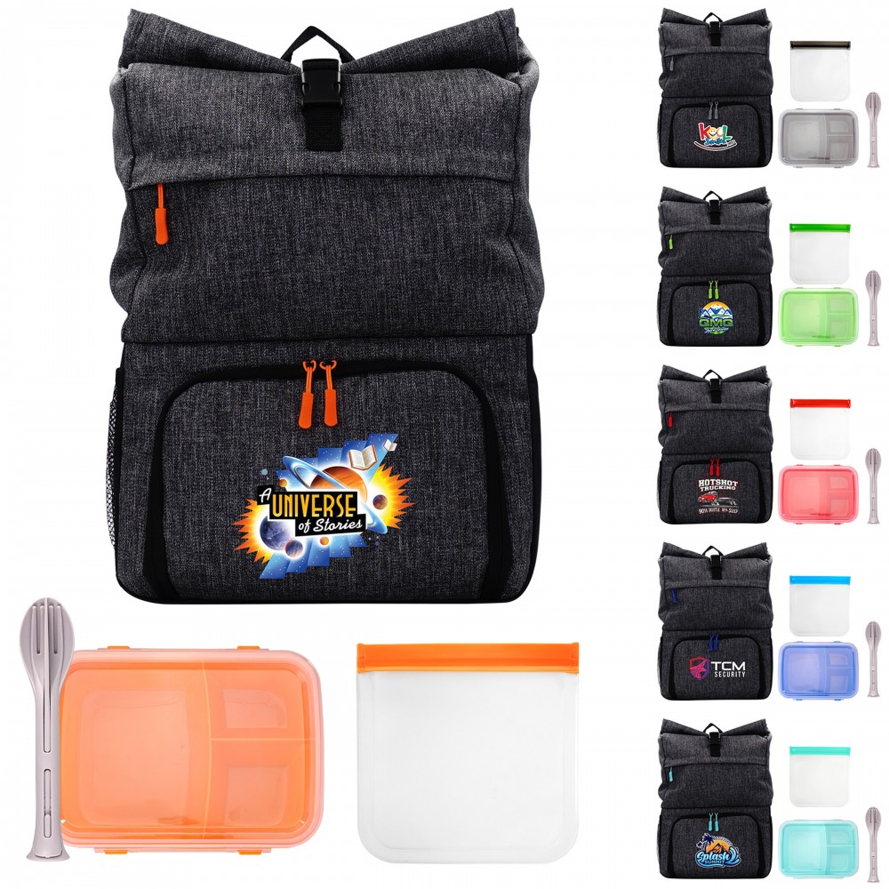 Custom Printed X Line Backpack Cooler Lunch To Go Combo Set