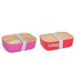 Custom Imprinted Bamboo Fiber Lunch Box With Bamboo Cover