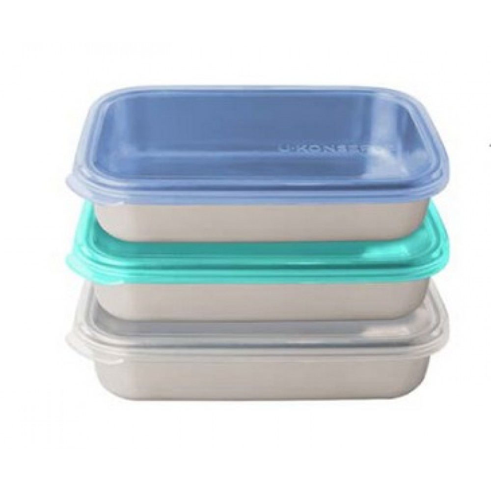 25 Oz. U-Konserve Rectangle Platinum-Silicone Lid Food Container Custom Printed