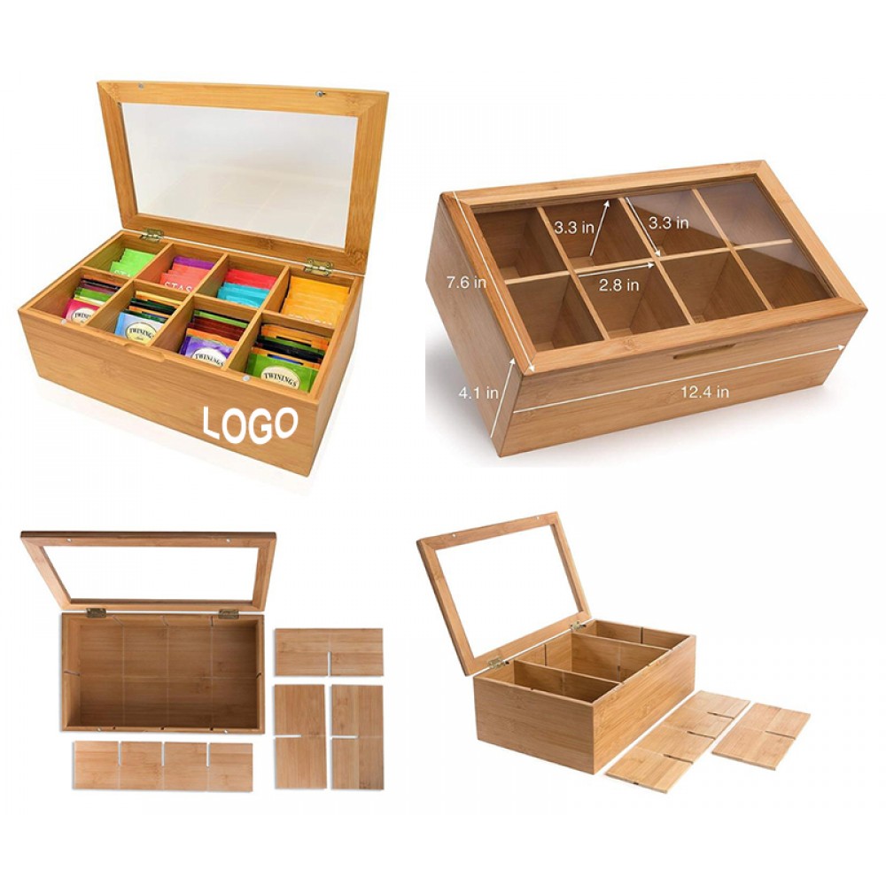 Custom Printed Natural Bamboo Tea Storage Box Custom Printed Natural Bamboo Tea Storage Box