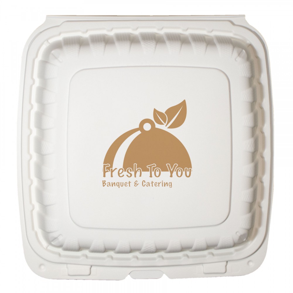 Custom Printed 9"x9" Eco-Friendly Takeout Container Custom Printed 9"x9" Eco-Friendly Takeout Container