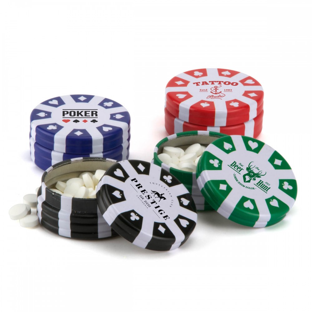 Custom Printed Poker Chip Container w/Breath Mints Custom Printed Poker Chip Container w/Breath Mints