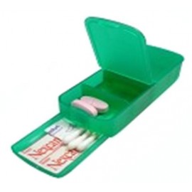 Pill Box - Four Compartment w/ Band Aid Tray Translucent Green Custom Imprinted