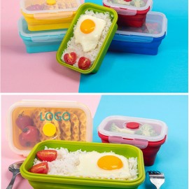 1200ML Square Folding Silicone Food Storage Container Logo Branded