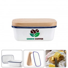 Logo Branded Enamel Butter Dish with Cutting Board/Lid