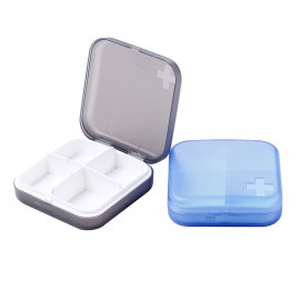 Custom Imprinted High Quality 4-Grid Pill Box  Custom Imprinted High Quality 4-Grid Pill Box