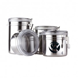 Stainless Steel Airtight Kitchen Canister Set Logo Branded