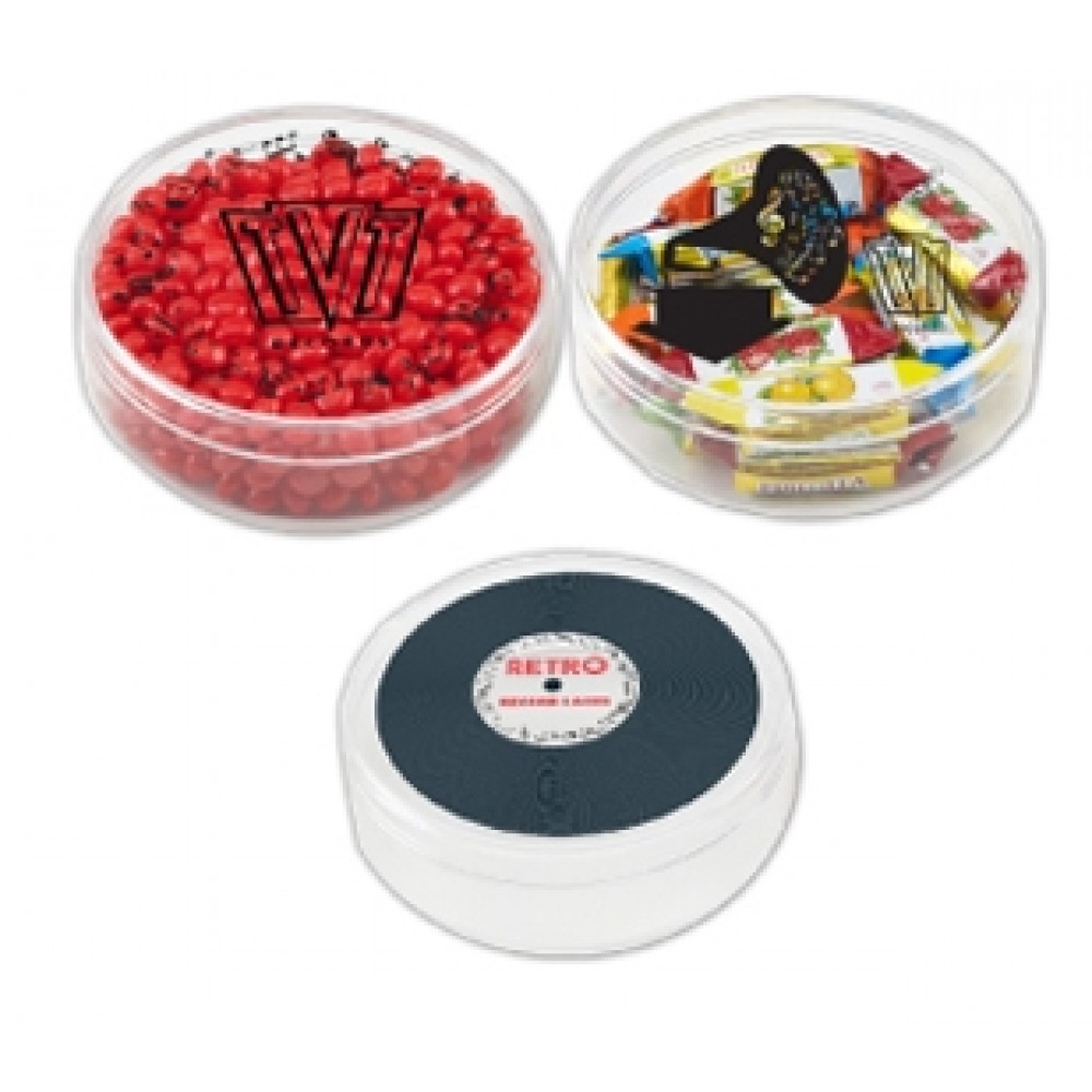 Logo Branded Plastic Music Reel Shape Container Logo Branded Plastic Music Reel Shape Container