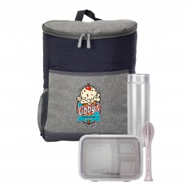 Custom Printed Quilted Cooler Backpack Ultimate Lunch & Drink Set  Custom Printed Quilted Cooler Backpack Ultimate Lunch & Drink Set