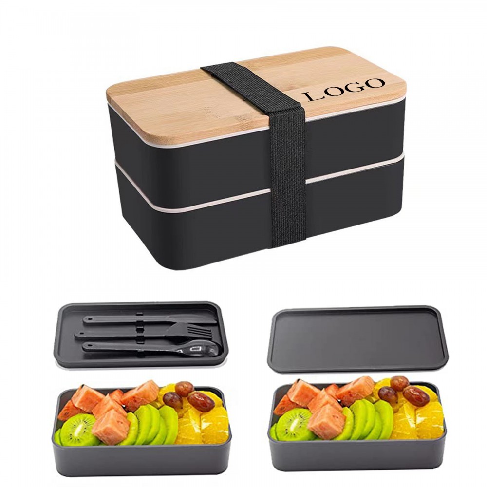 Bento Box with Bamboo Lid Lunch Set Custom Imprinted