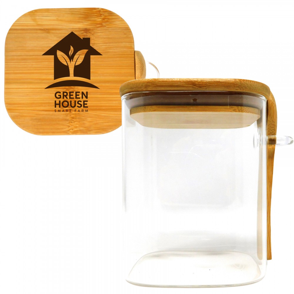 Chun Glass & Bamboo Storage Container Logo Branded