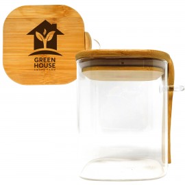 Chun Glass & Bamboo Storage Container Logo Branded  Chun Glass & Bamboo Storage Container Logo Branded