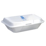 White Foam Hinged Clamshell Takeout and Delivery Food Service Custom Printed