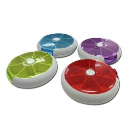 Round Rotating Pill Box w/7 Compartments Logo Branded  Round Rotating Pill Box w/7 Compartments Logo Branded