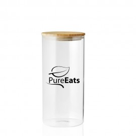 44 oz. Dusk Glass Storage Jar with Bamboo Lid (1 Color) Custom Printed