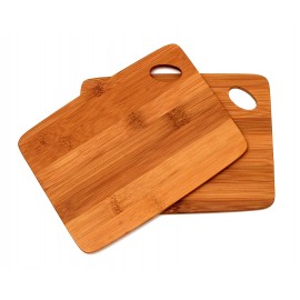 Set of 2 Bamboo Thin Cutting Board w/ Oval Hole in Corner with Logo  Set of 2 Bamboo Thin Cutting Board w/ Oval Hole in Corner with Logo
