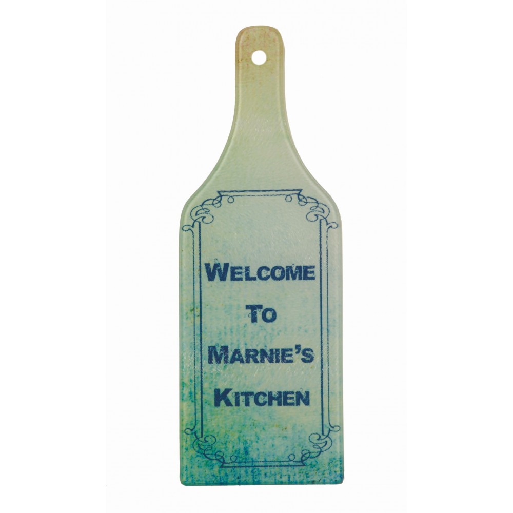 4 1/2" x 12 1/2" Wine Bottle Shaped Glass Sublimatable Cutting Board with Logo