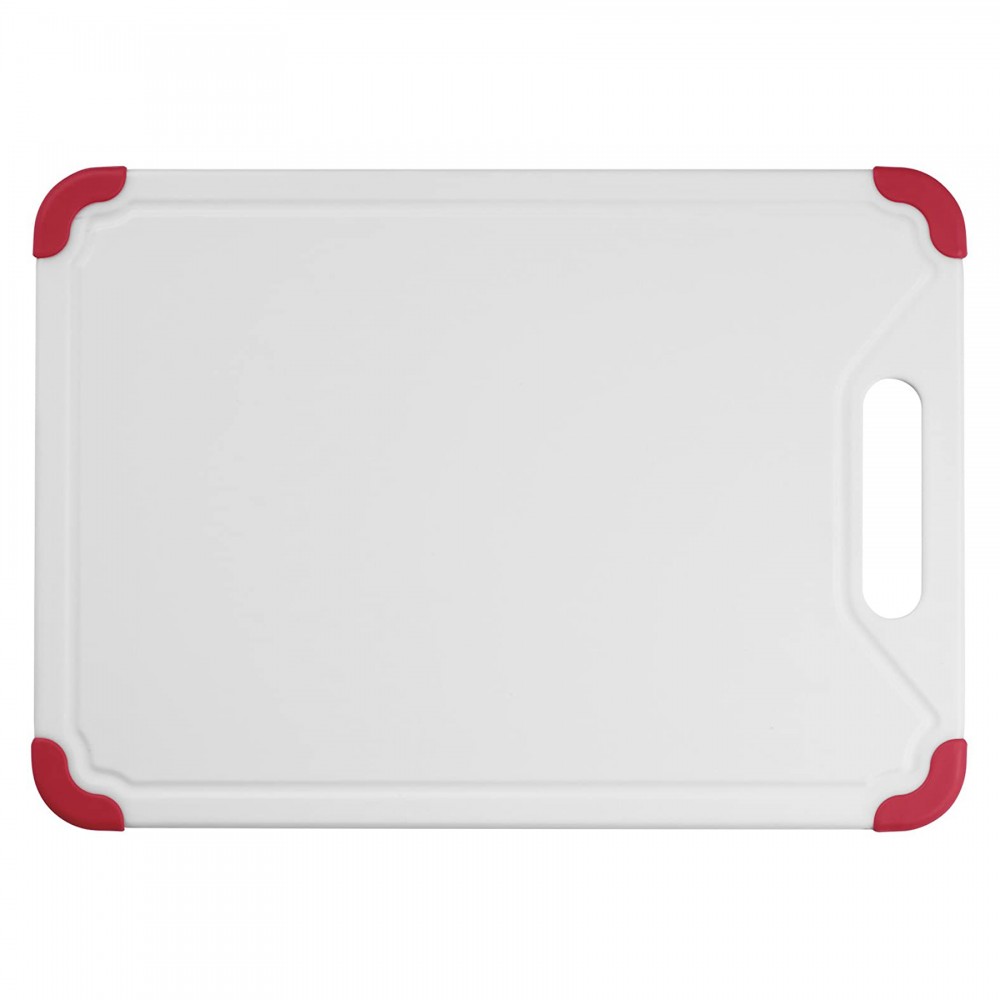 Cuisinart 13" White Poly Cutting Board, Red Trim with Logo