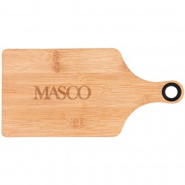 The Genoa 14-Inch Bamboo Cutting Board with Handle with Logo