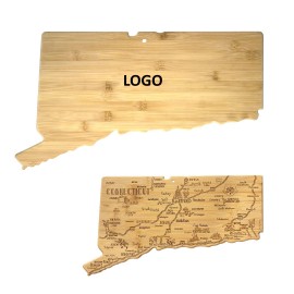Connecticut Shape Wooden Serving Cutting Board Custom Imprinted