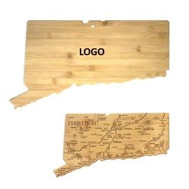 Connecticut Shape Wooden Serving Cutting Board Custom Imprinted  Connecticut Shape Wooden Serving Cutting Board Custom Imprinted