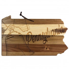 Logo Branded Rock & Branch Origins Series Pennsylvania State Shaped Wood Serving & Cutting Board