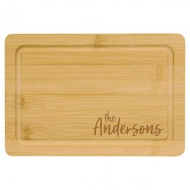 Logo Branded Bamboo Cutting Board with Drip Ring 9" x 6"  Logo Branded Bamboo Cutting Board with Drip Ring 9" x 6"