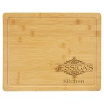 Logo Branded Bamboo Cutting Board with Drip Ring 13 3/4" x 11"