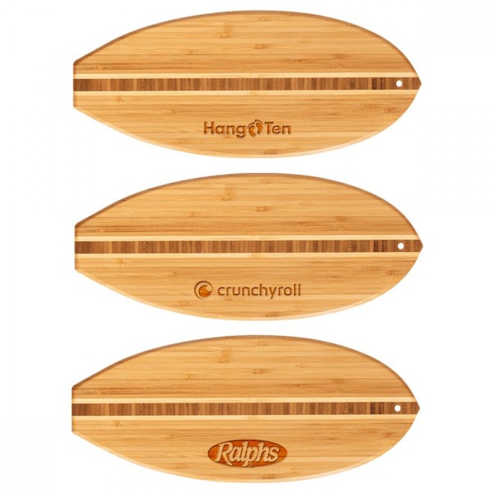 Lil' Surfer Bamboo Cutting Board Logo Branded