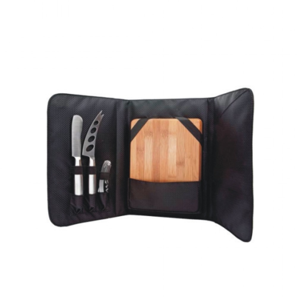 Logo Branded Picnic Cheese Set w/Olivewood Board (5 Piece) Logo Branded Picnic Cheese Set w/Olivewood Board (5 Piece)