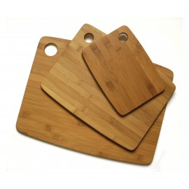 Personalized Set of 3 Bamboo Thin Cutting Board w/ Oval Hole in Corner