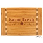 Logo Branded 15" x 10-1/4" Bamboo Rectangle Cutting Board with Butcher Block Edge
